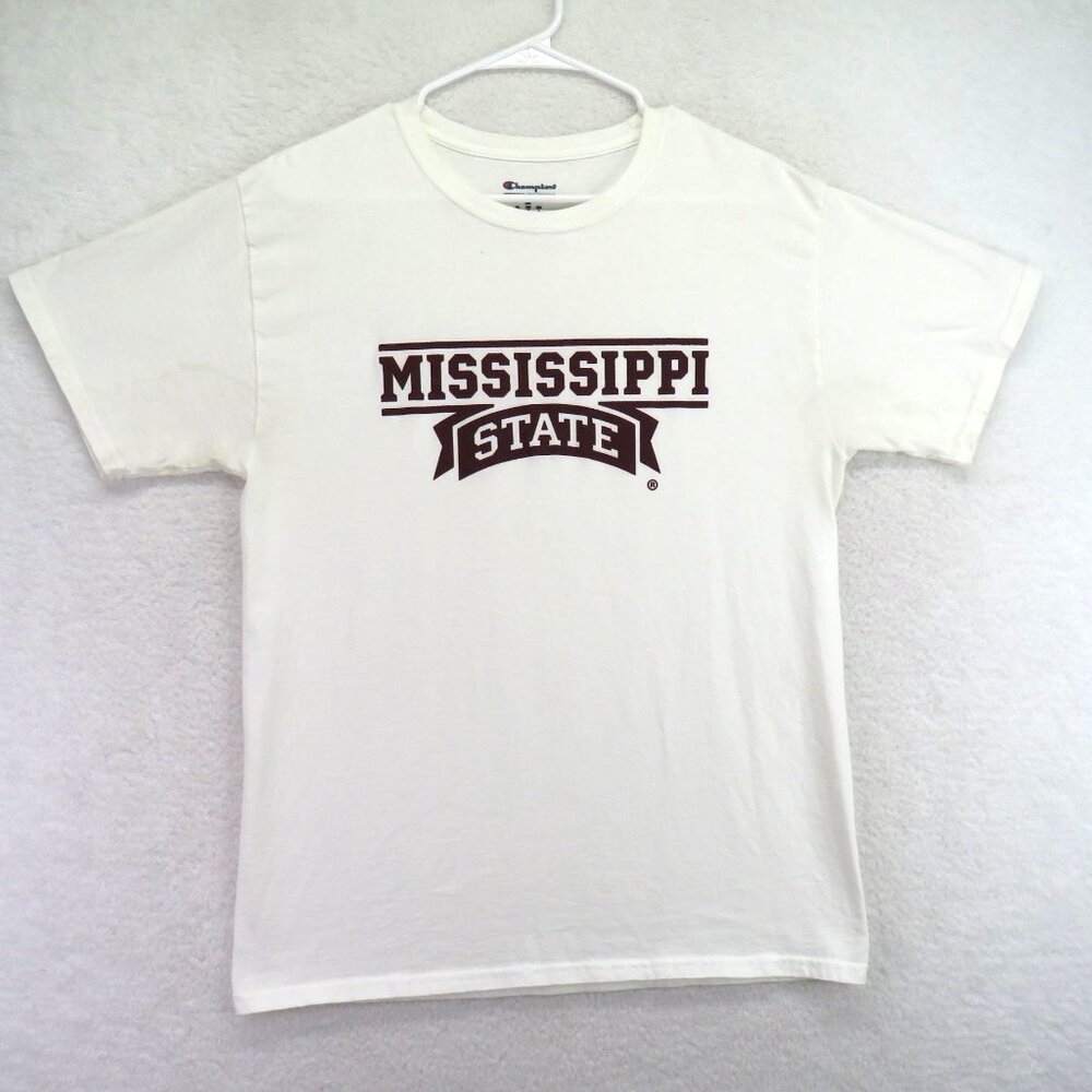 Champion T‎ Shirt Size Medium Mississippi State White Short Sleeve